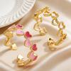Women Ring Opening Adjustable Lightweight Finger Ring Golden Plated Hollow Heart Design Finger Band Jewelry Gift