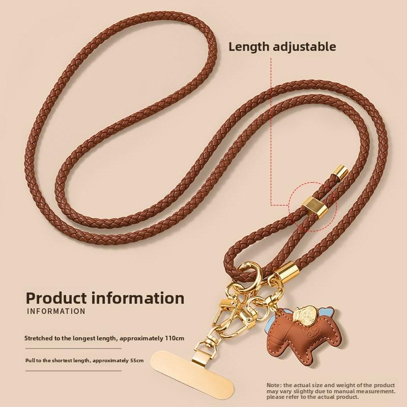 Year Of The Horse Phone Lanyard Long Strap With Leather Pony Charm For Daily Use
