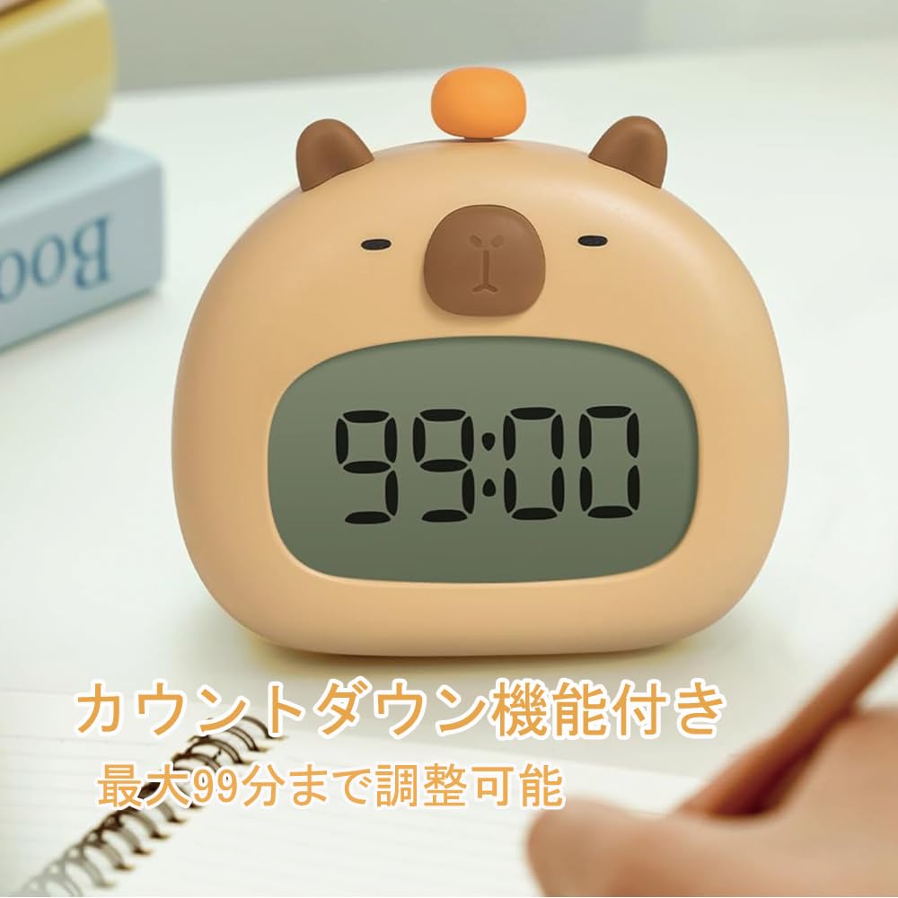 SPuRuiMaK Kids Alarm Clock, Animal Shape, with Night Light, Dimmable, Snooze Function, Countdown Function, Temperature Display, Japanese Instruction