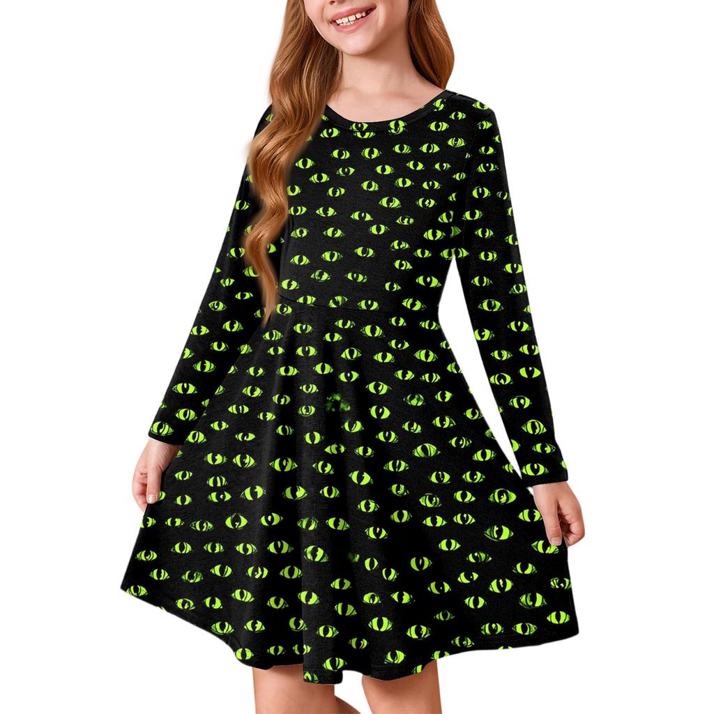 Jenters Sommer Prinsessekjole Halloween Dag- Langermet A-linje T-skjortekjole