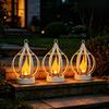 Solar Metal Flame Hanging Lantern Waterproof Outdoor Garden Decor LED Projection Night Light
