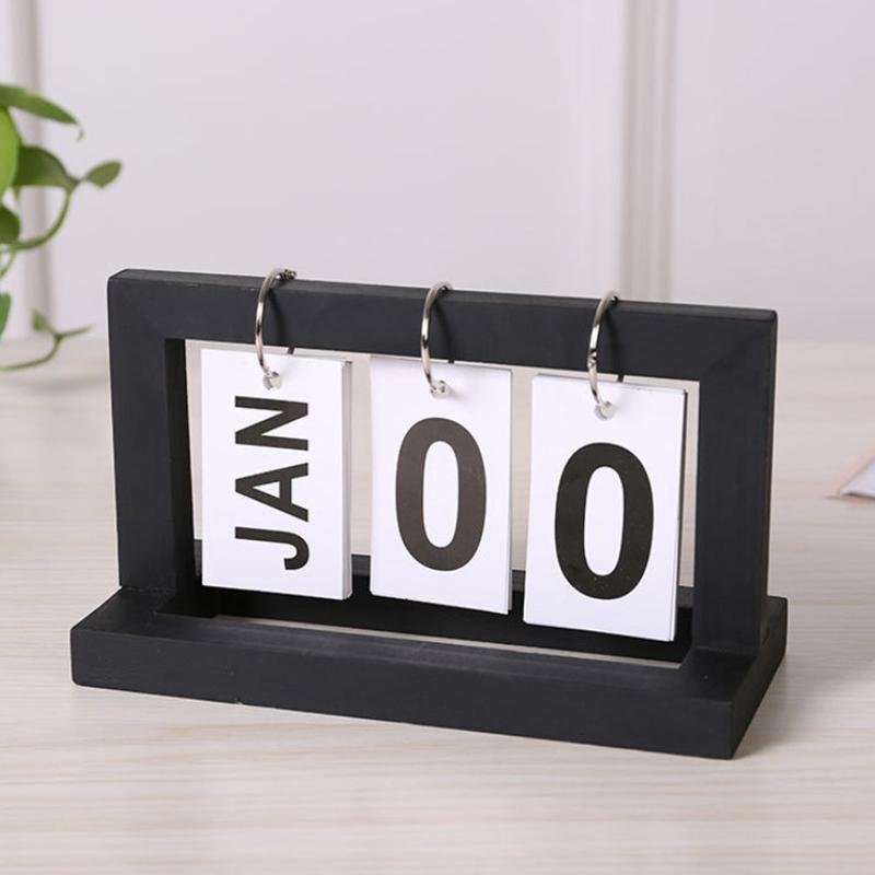 Wooden Vintage Home Calendar Cafe Desktop Decorative Rustic Ornaments Diy Flip Planner Table Perpetual Calendar Office Supplies