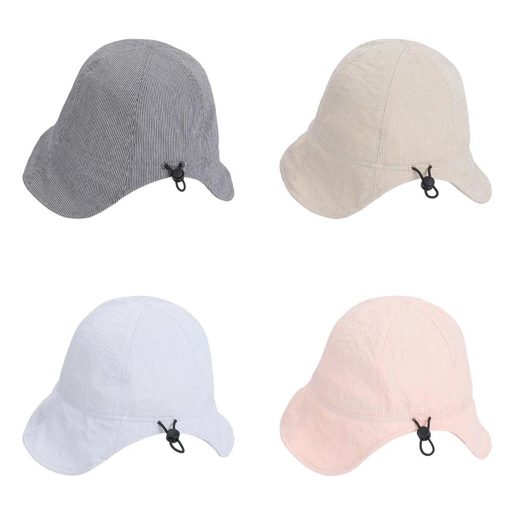 Cotton Striped Sun Hat With Wide Brim For Women Summer Outdoor Sun Protection