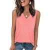 Women's V Neck Sleeveless Loose Fit Casual Solid Color Tank Top For Summer Daily Wear