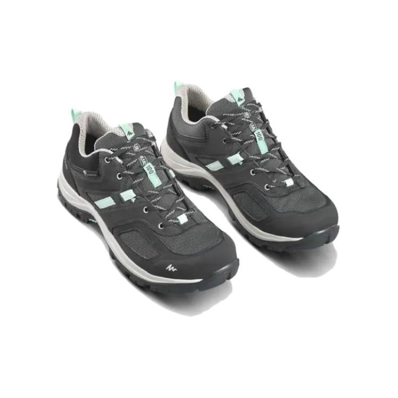DECATHLON MH100 Wear-Resistant Waterproof And Breathable Low-Top Hiking Trekking Shoes Women's Gray Green