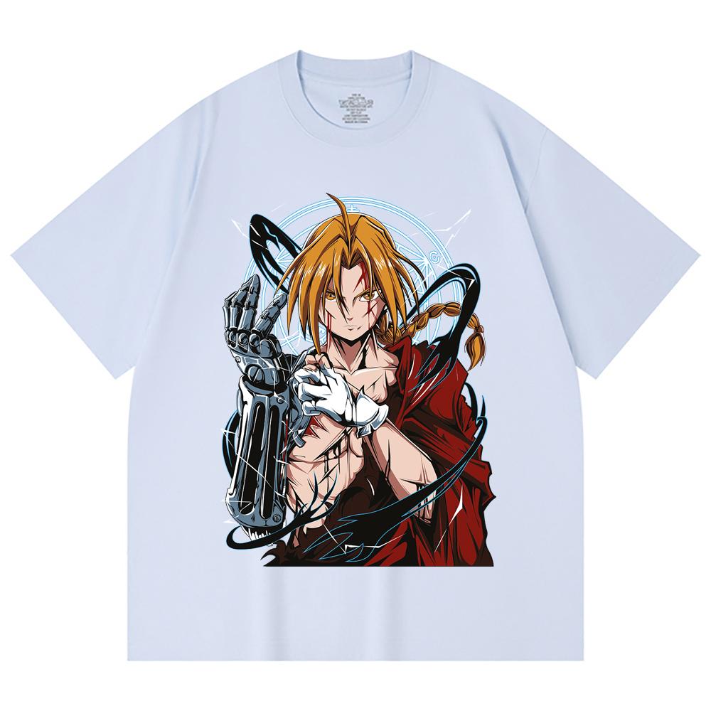 230 Gsm 100% Cotton Fullmetal Alchemist V6 Edward Print Unisex Heavy Cotton T Shirt
