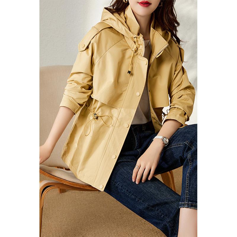 Hooded short trench coat women's spring and autumn new spring and autumn small high-quality thin coat women's clothing