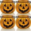 Frasco de Calabaza de Halloween Decoración de Halloween Calabaza con Tapa Ojos Triangulares Frasco de Calabaza Linterna de Calabaza