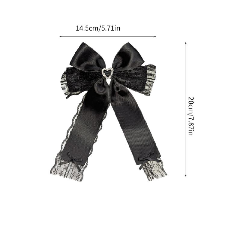 Elegant Bows 2000s Black Balletcore Hair Clip Elaborate Flat Clip Balletcore