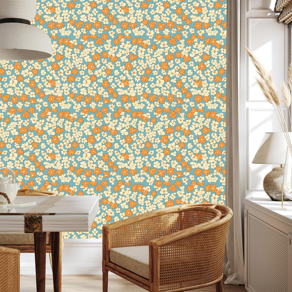 Cream and gold flowers wallpaper for living room and bedroom 50x1000