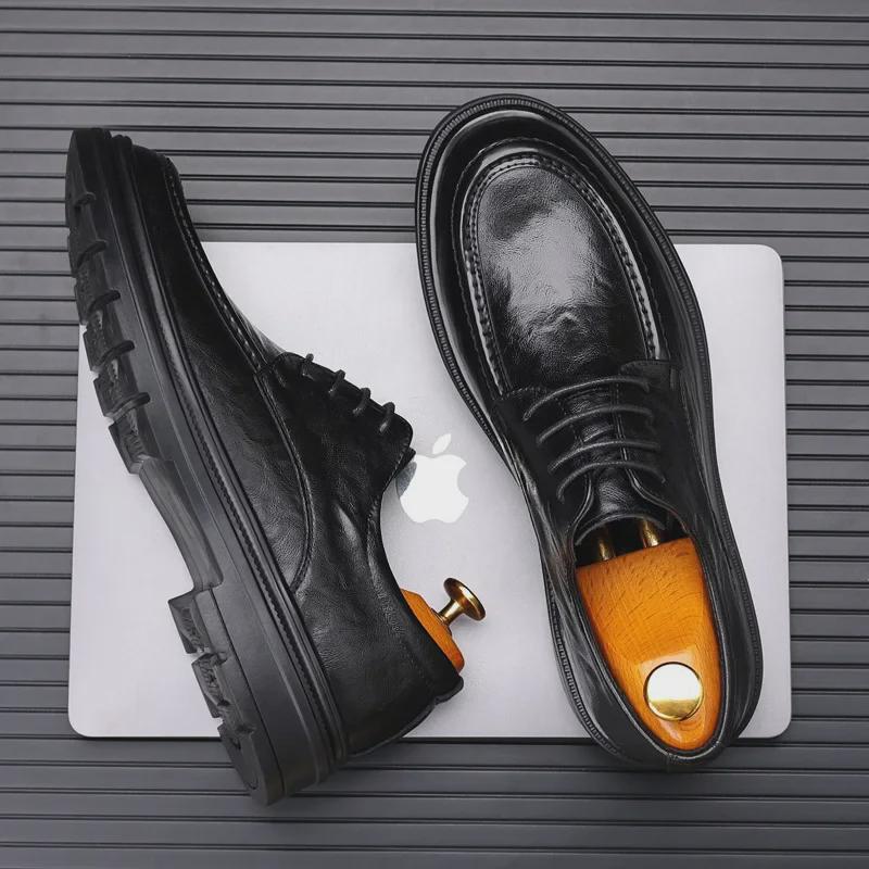 Herren Große Formelle Leder Derby Schuhe - Britischer Stil, Lässige Schnürung