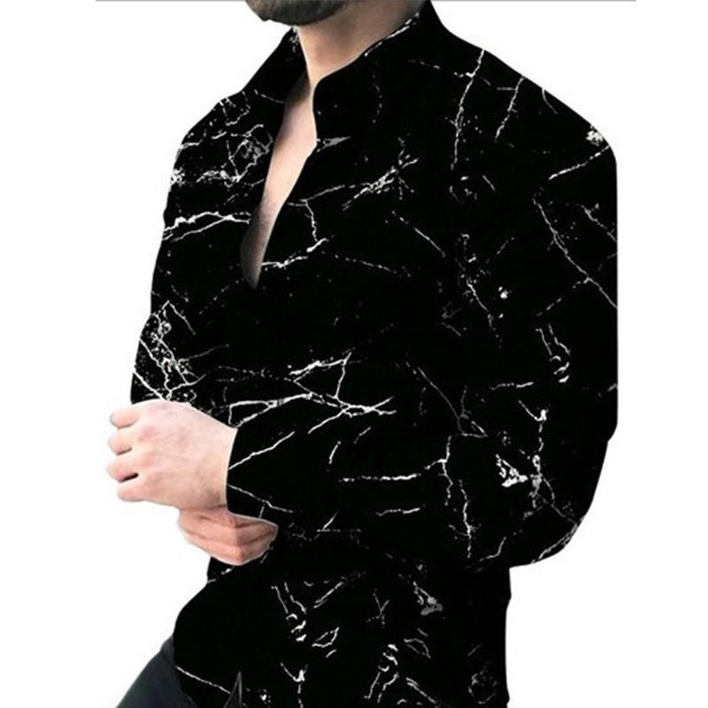 Spring and Autumn New Men's Men's Long Sleeve Shirt Casual Printed Shirt