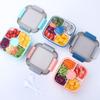 Dual-Layer Plastic Lunch Box with Dividers and Secure Buckles for Office & Student Use