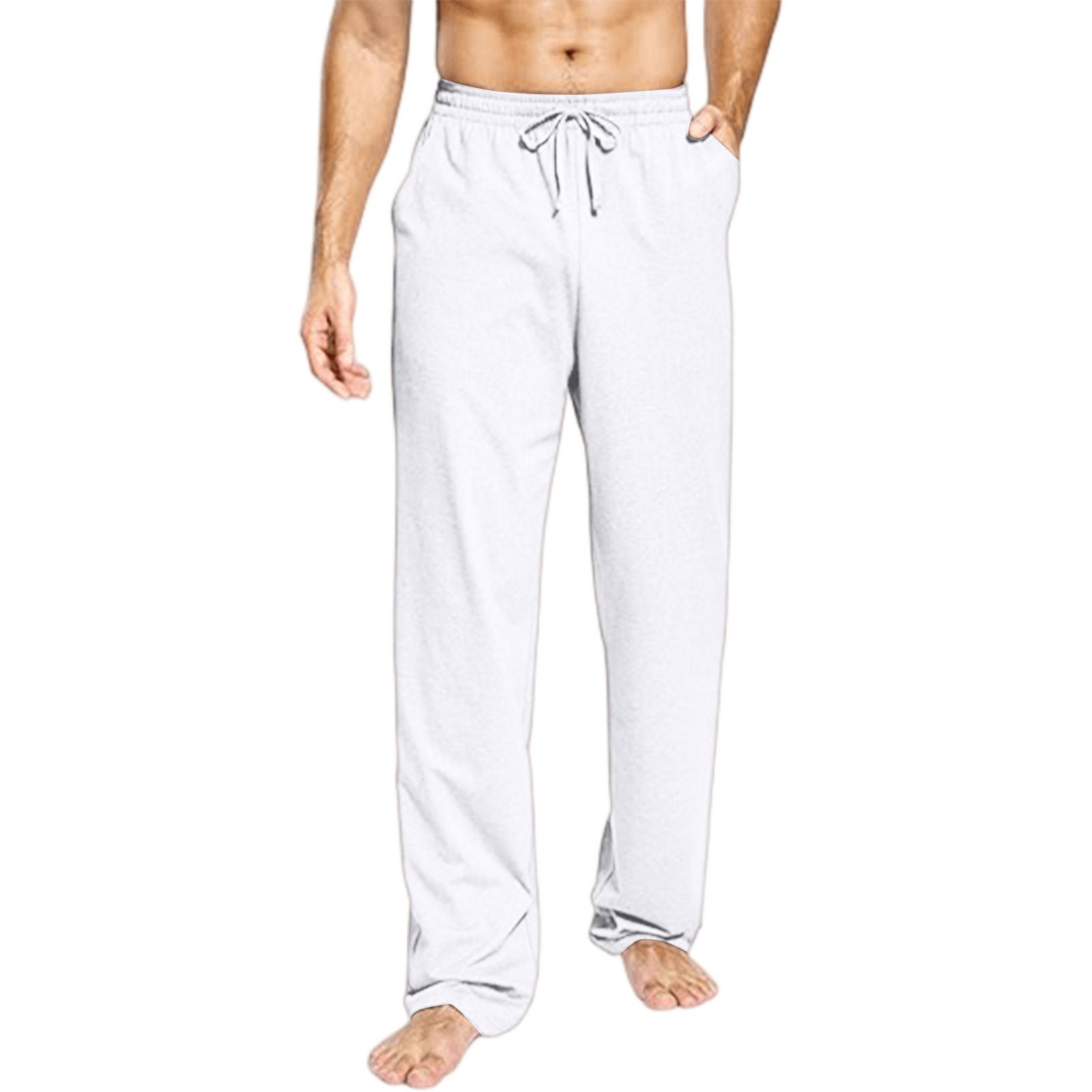 

Мужские спортивные свободные хлопковые удобные штаны для сна и повседневные штаны M белый