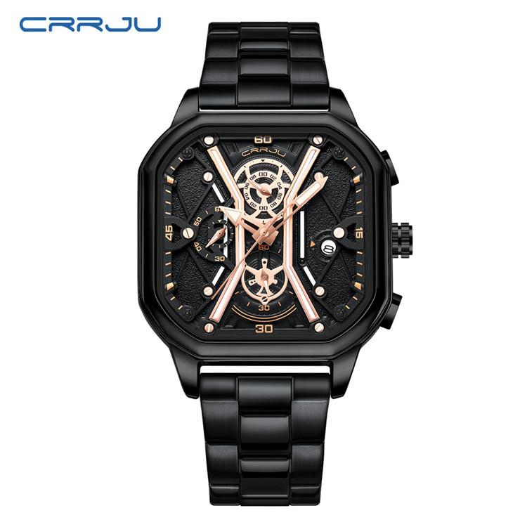 CRRJU Neue Lederarmband Herrenuhr 2313 Stahlarmbanduhr Einfache Geschäftspersönlichkeit Männer Mode Wasserdicht
