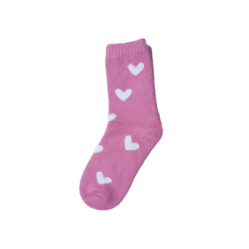 5Pairs Winter Warm Womens Plush Heart Design Socks Fleece Lined Comfortable Non-Slip Ankle Socks Casual Cute Gift Idea