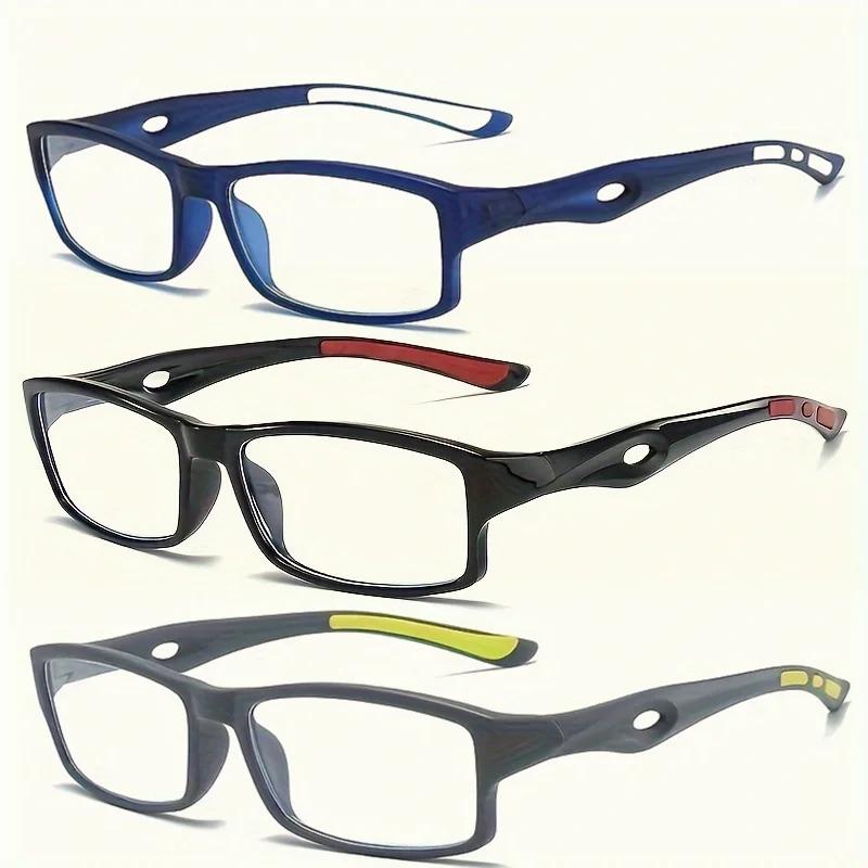 5PCS Sport Style Non-Prescription Reading Glasses Anti-Blue Light Rectangular Full Rim Eyewear PC Frame Material