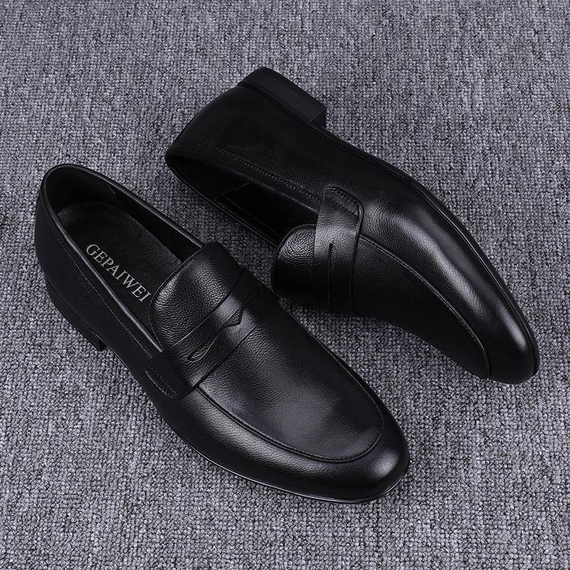Spring Summer New Fashionable Versatile Bean Shoes Slip-On Loafers Casual Stylish Men's Leather Shoes Breathable Dad Shoes