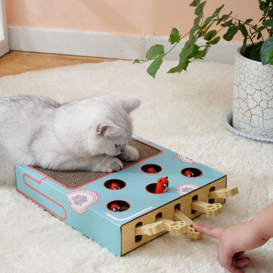 Interaktives Katzenspielzeug Wellpappe Kratzbrett Whack-a-Mole Katzenerweiterungsspielzeug für Wohnungskatzen Unterhaltung