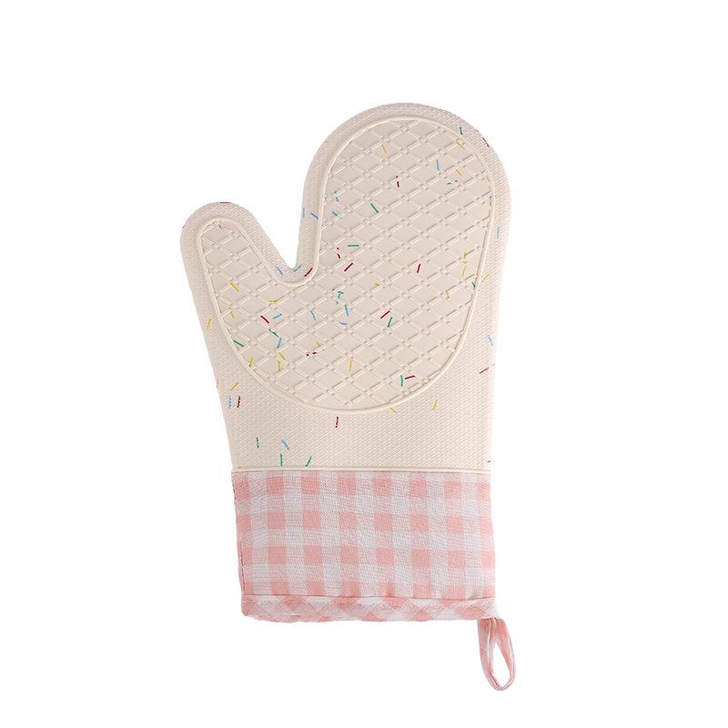 Non Slip Silicone Oven Mittens with Thick Cotton Liner for Cooking Baking Grilling, Heat Resistant Oven Mitts Flexible Gloves
