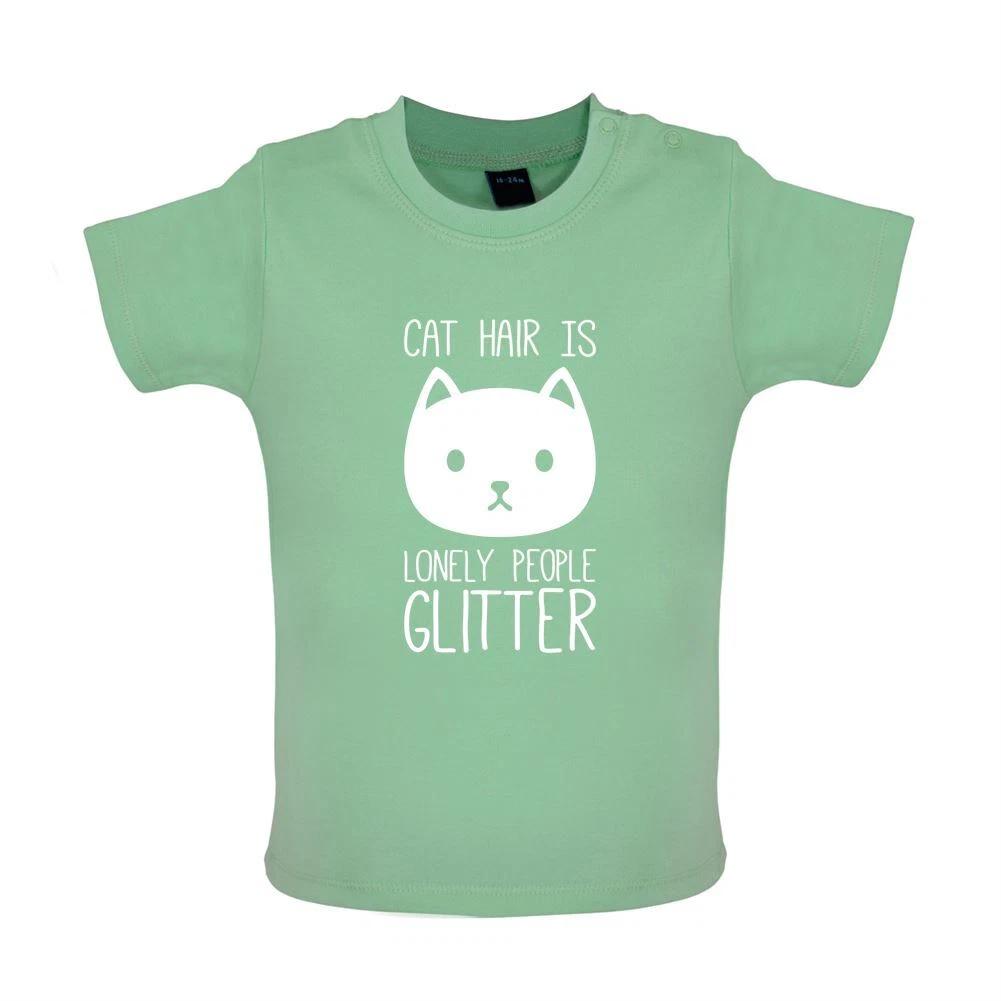 

Cat Hair Is Lonely People Glitter - Baby Kids Boys Girls Unisex T-Shirt / Babygrow - Cats Funny Love 140