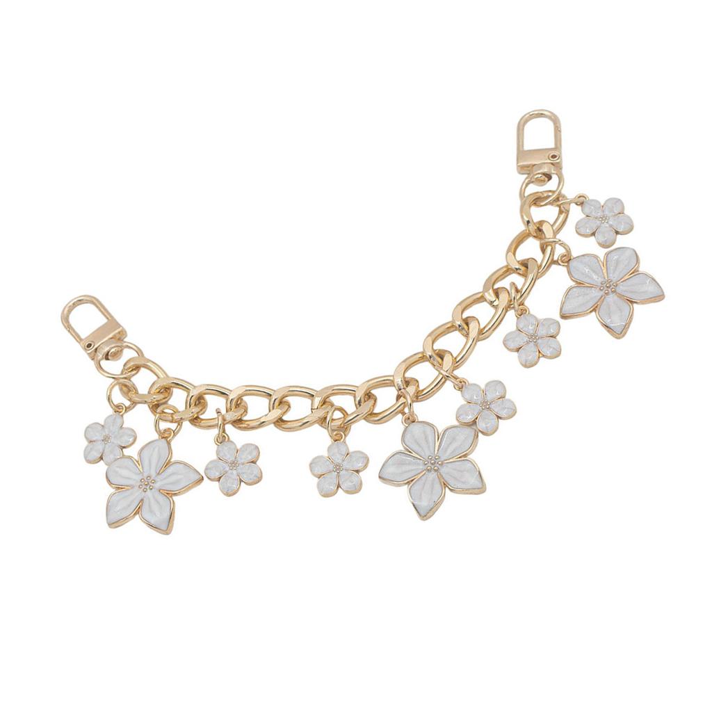 Elegant Purse Chain Strap Alloy Chain Replacement with Flower Charm Fashion Decoration for Shoulder Bags and Purses