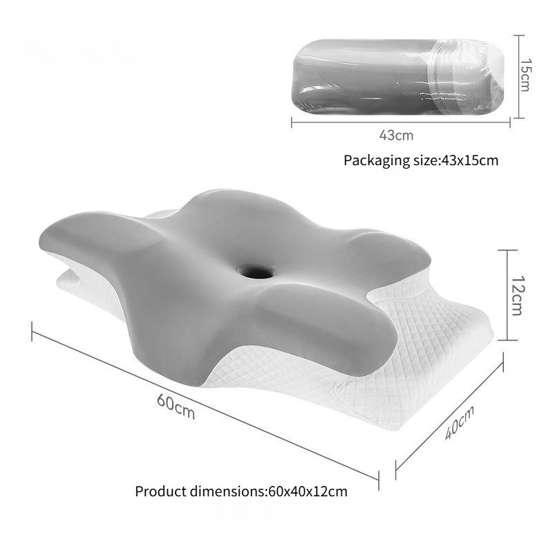 

Memory Cotton Pillow Butterfly Shaped Soothing Cervical Slow Rebound Neck Pillow Scientific Zoning To Relieve Pain Sleep Neck Protection Bed Pillow 60x40x12cm светло-серый