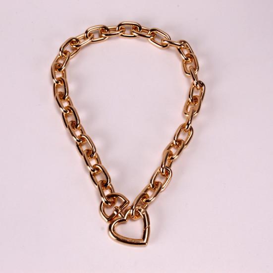 Yousheng Fashionable and personalized metal thick chain collarbone necklace with cool and stylish design, exaggerated heart-shaped necklace