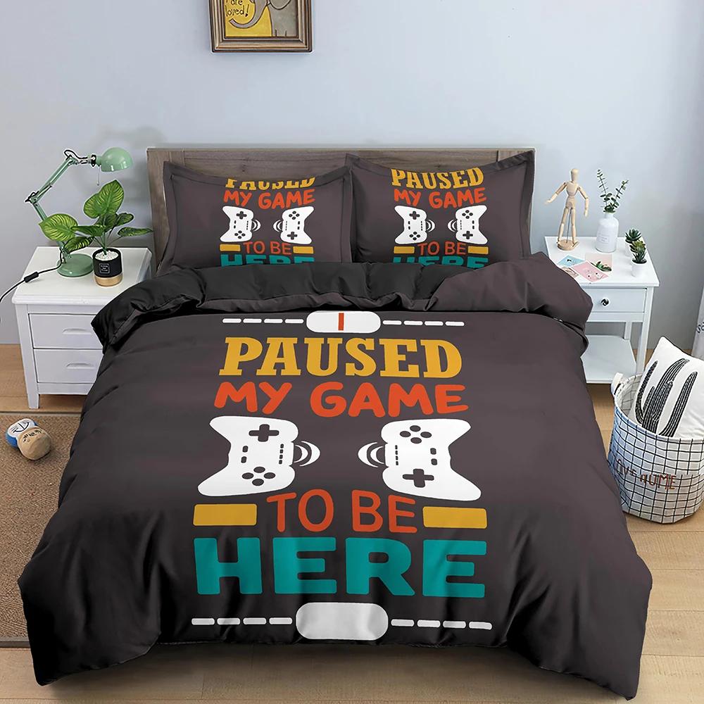 Game Handle Bedding Sets With Pillowcase Gamer Duvet Cover Queen King Size Comforter Cover Black 2/3Pcs Polyester Quilt Cover