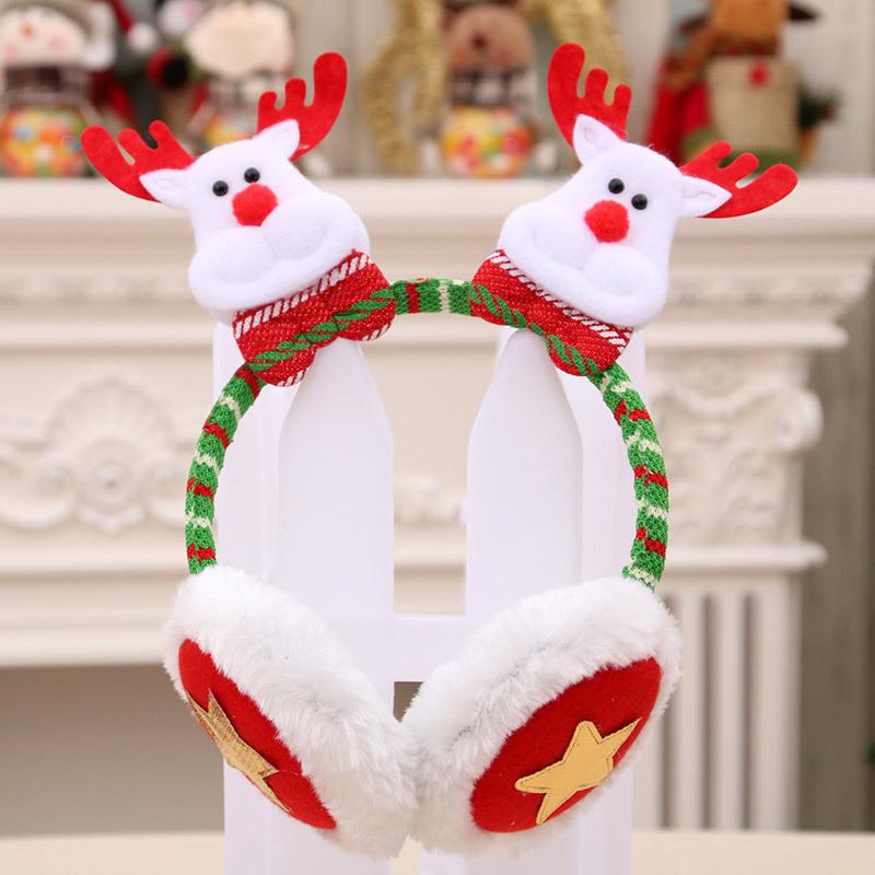 Christmas Headband Headphones Adults and Children Dress Up Christmas Red Large Antler Head Buckle Hair Clip Gift Earmuffs