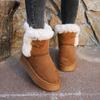 Warme Winterstiefeletten für Damen, rutschfeste Plateau-Schneestiefel mit Fellfutter, Bailey-Knopf, kurze Stiefel für Damen, bequeme Booties aus Fleece-Wildlederimitat