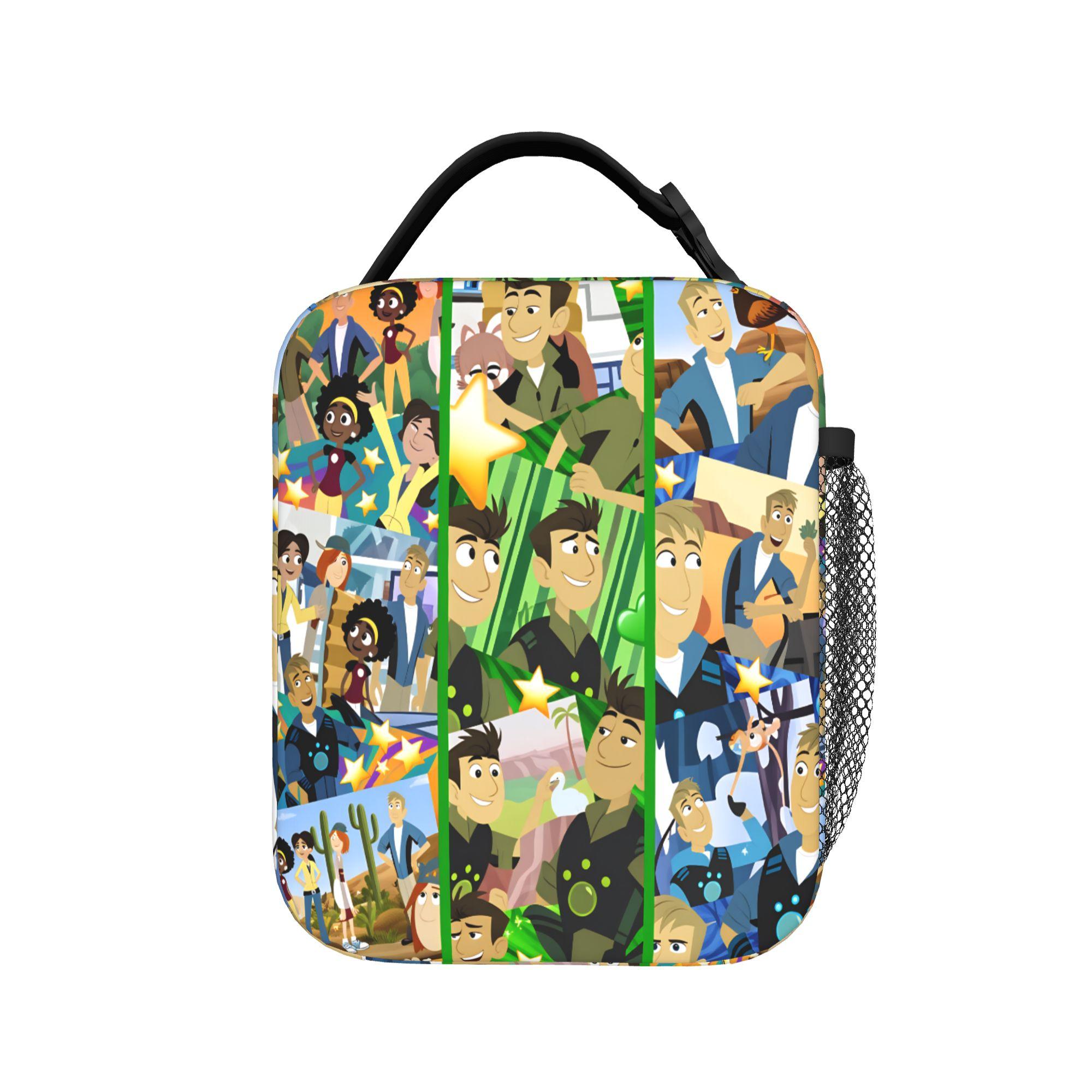 Wilds Kratts Lunchtas Casual Lunchbox Picknick Draagbare Geïsoleerde Thermische Tote Handtassen Voor Meisjes Waterdichte Print Koeltas as picture