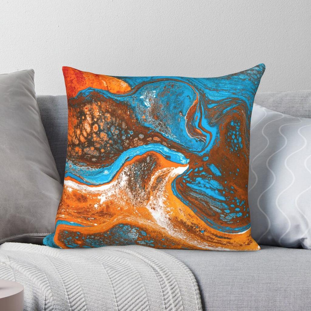 Orange Blue Bronze Stone Square Pillowcase Polyester Linen Velvet Pattern Zip Decor Throw Pillow Case Home Cushion Cover
