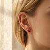 Trendy Silver Stud Earrings For Women Female Red Heart Shape CZ Gold Earings Fashion Ear Jewelry Accessories Gifts