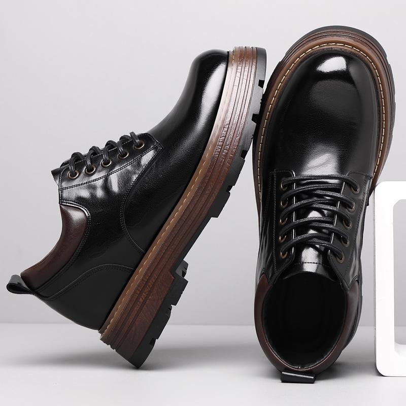 Inner Height Increase Casual Leather Shoes Men's 8cm2025 New Leather Big Head Tooling Shoes Men's Retro Versatile Men's Shoes