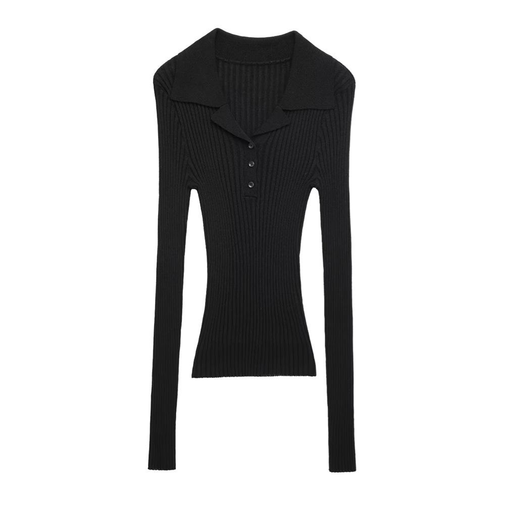 Spring/Summer 2025 Women's Slim Fit Ribbed Knit Polo Shirt