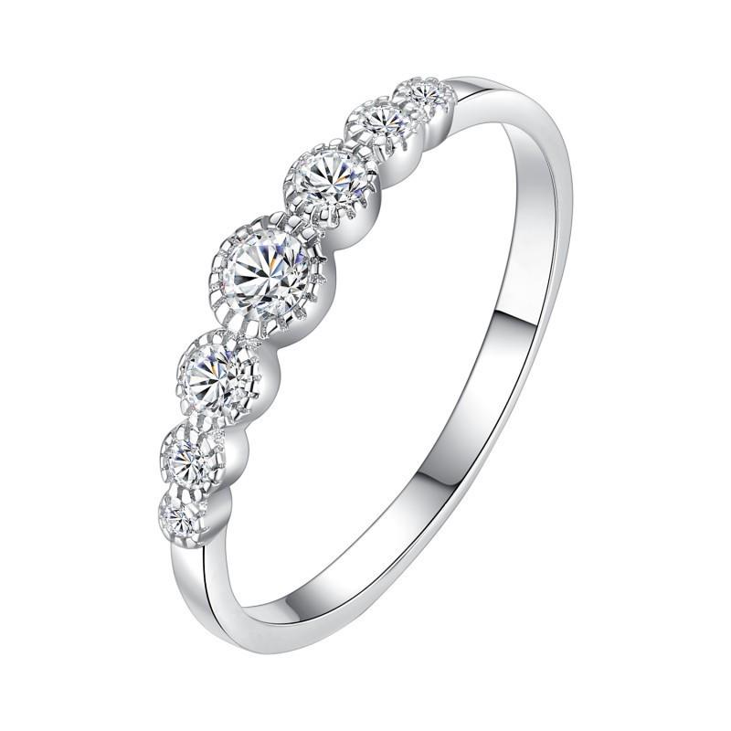 S925 Sterling Silver Women's Stackable Seven Star Moissanite Ring