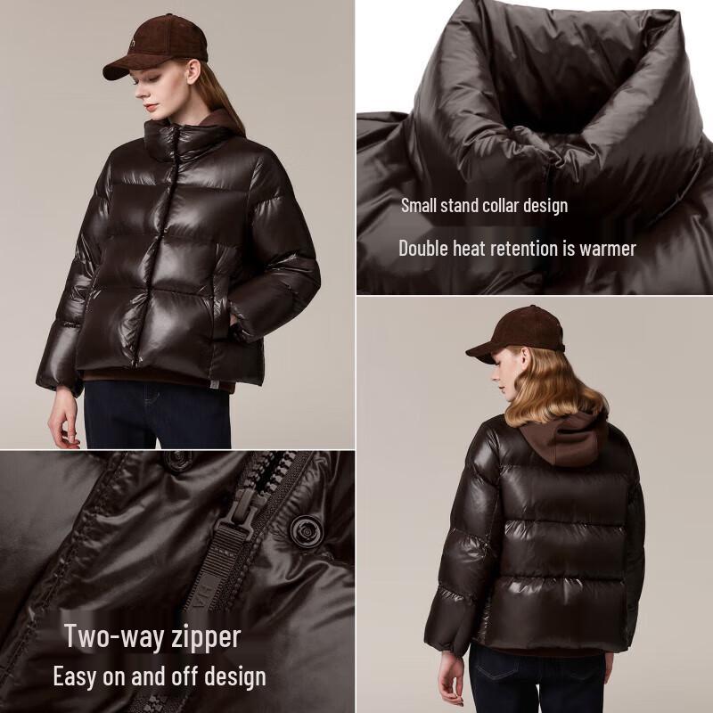 HAZZYS Women's Loose Fit Stand Collar Down Puffer Jacket