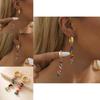 Trendy Street Style Earrings For Women Geometric Design With Natural Stones