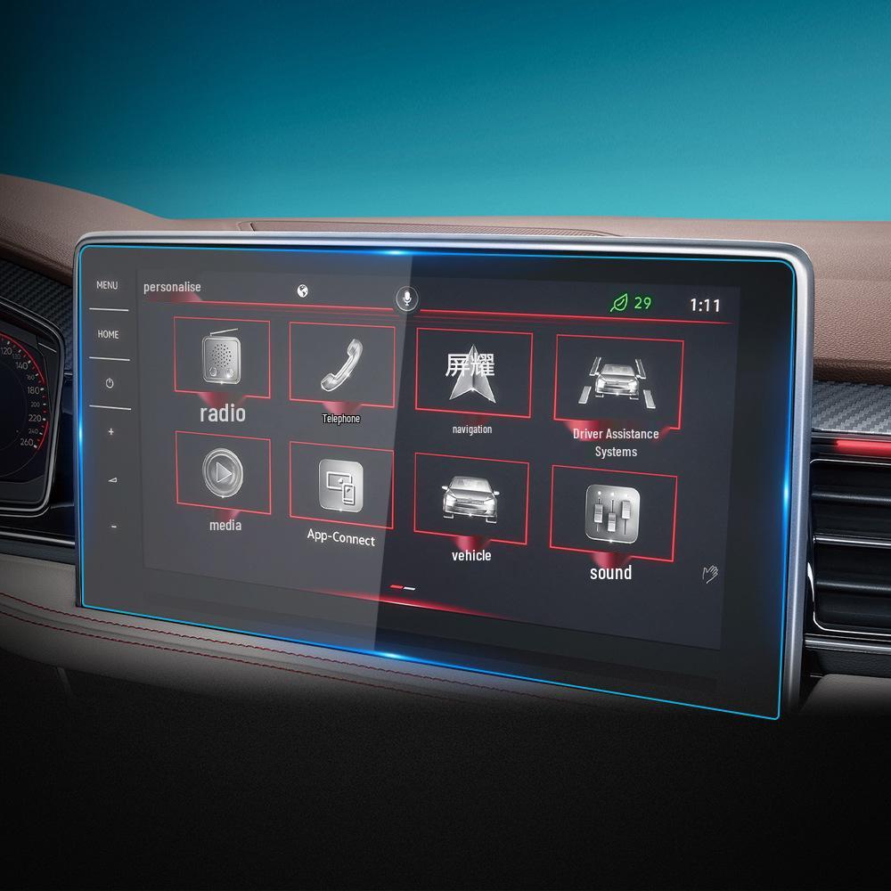 Suitable for 25 Volkswagen Lavida Models: Navigation Screen Tempered Film with Anti-scratch and Blue Light Protection for Car Modification.