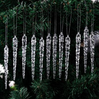12pz Addobbi Trasparente Cristallo per Albero di Natale Decorazioni Ghiacciolo Acrilico Trasparente Ciondoli da Appendere Decorazioni per Feste e Festività