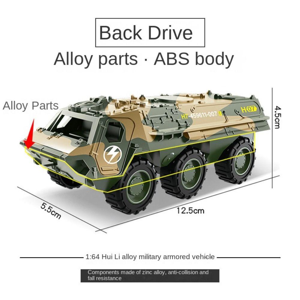 Alloy Metal Car Pull Back Cars Clockwork Simulation Military Vehicle Armed Tank Armored Vehicle Car Truck Children's