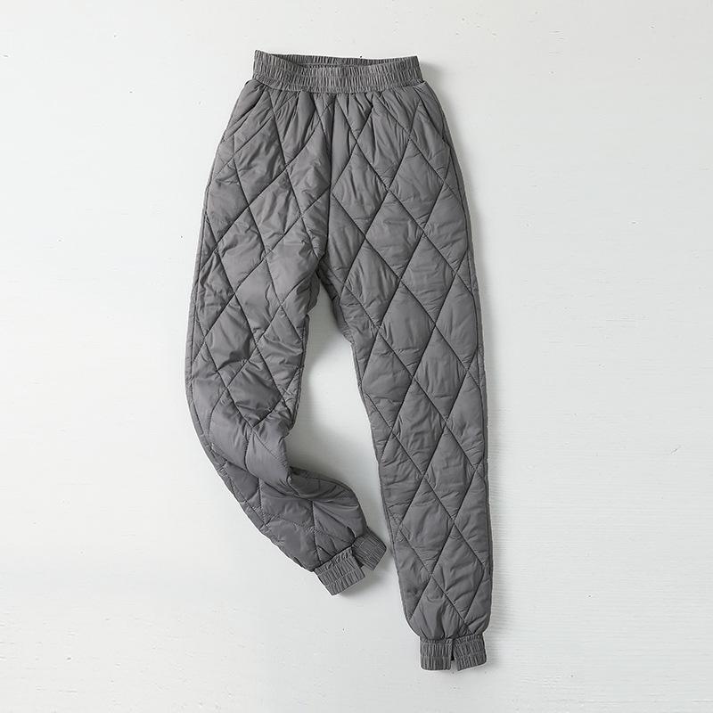Wide Leg Cotton Pants Women's Thickened Warm Pants Middle-aged and Elderly Casual Straight Pants Outside Wearing High-waisted Down Cotton Pants