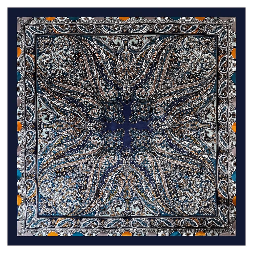 New simple satin silk scarf scarf printed geometric shawl color matching square scarf 91CM big travel bag headscarf