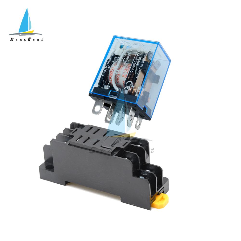DC 12V 24V 220/240V AC 10A 8PIN Coil Power Relay DPDT LY2NJ HH62P HHC68A-2Z With Socket Base Relays 5