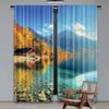 Set Of 2 Mountains Lake Curtain Autumn Nature Landscape Forest Scenery Trip Travel Theme Party Decoration Many Other Polyester