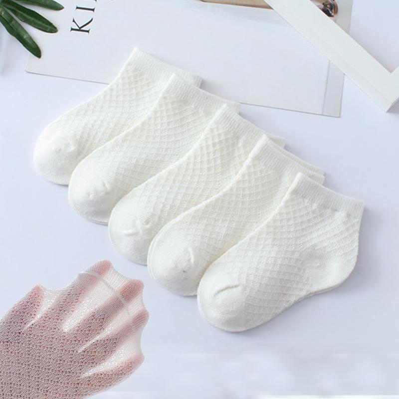 Summer White Mesh Children Cotton Socks Boys Girls Sports socks Spring Baby Skin-friendly Cotton socks  5Pairs
