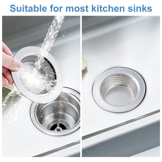 Sink Strainer 1.5mm Fine Hole Widen Edge Stainless Steel Household Kitchen Food Waste Sink Drain Basket for Daily Life