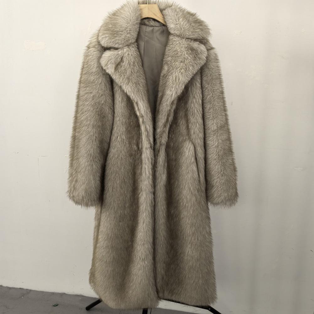 

25 Winter Long Artificial Wool Eco friendly Fur Imitation Coat for Women M