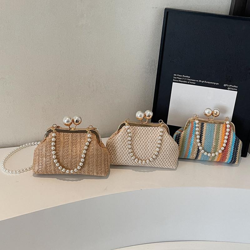 Summer Woven Straw Tote Bag Casual Beach Vacation Women Shoulder Bags Large Capacity Female Handbag KTB